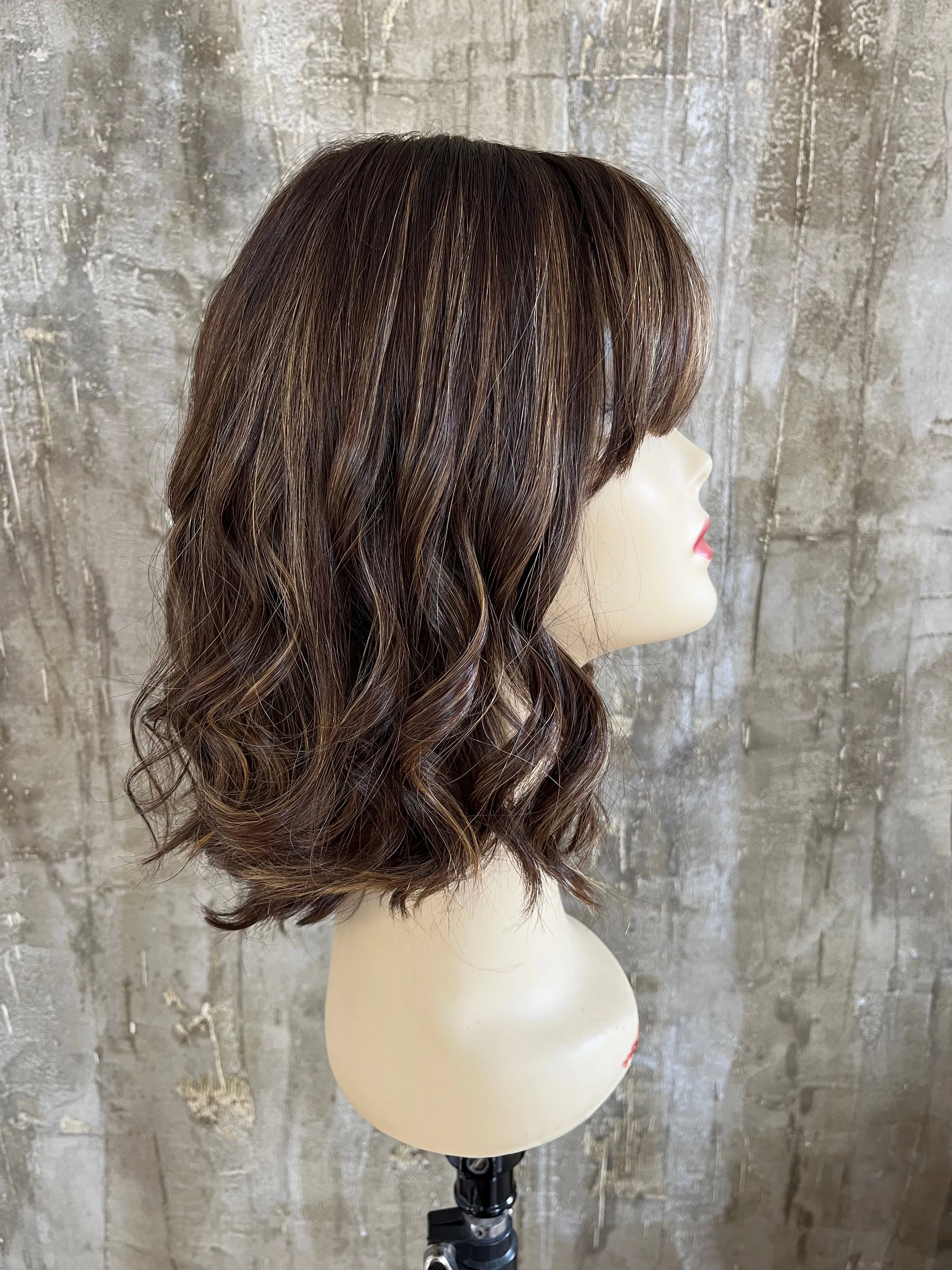 100% EUROPEAN VIRGIN HUMAN HAIR 14'' LIGHTER BROWN WITH BLOND STREAKS