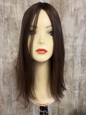 100% NATURAL VIRGIN EUROPEAN HUMAN HAIR TOPPER 16" LIGHT BROWN