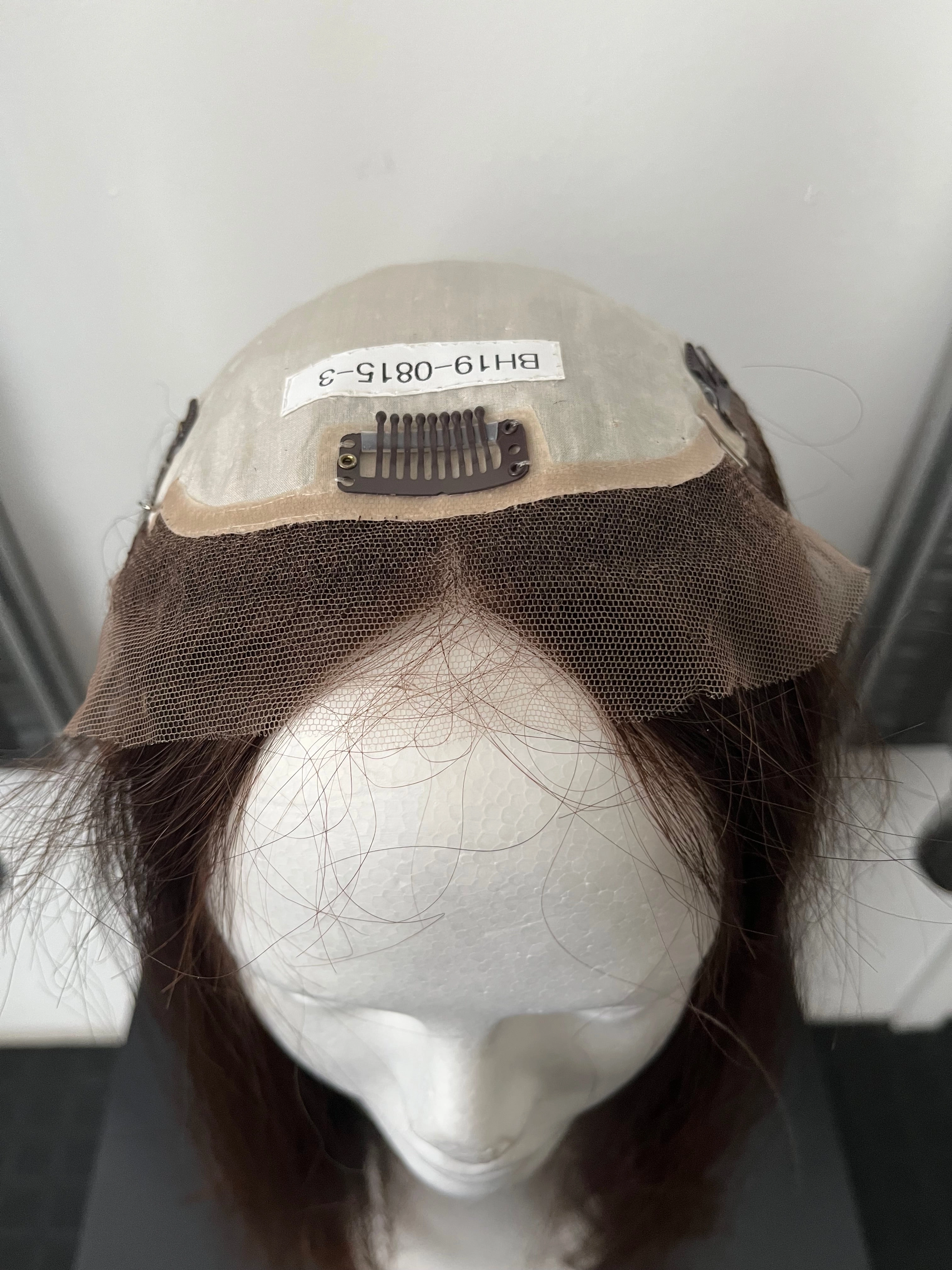 100% NATURAL VIRGIN EUROPEAN HUMAN HAIR TOPPER 19.5" BROWN