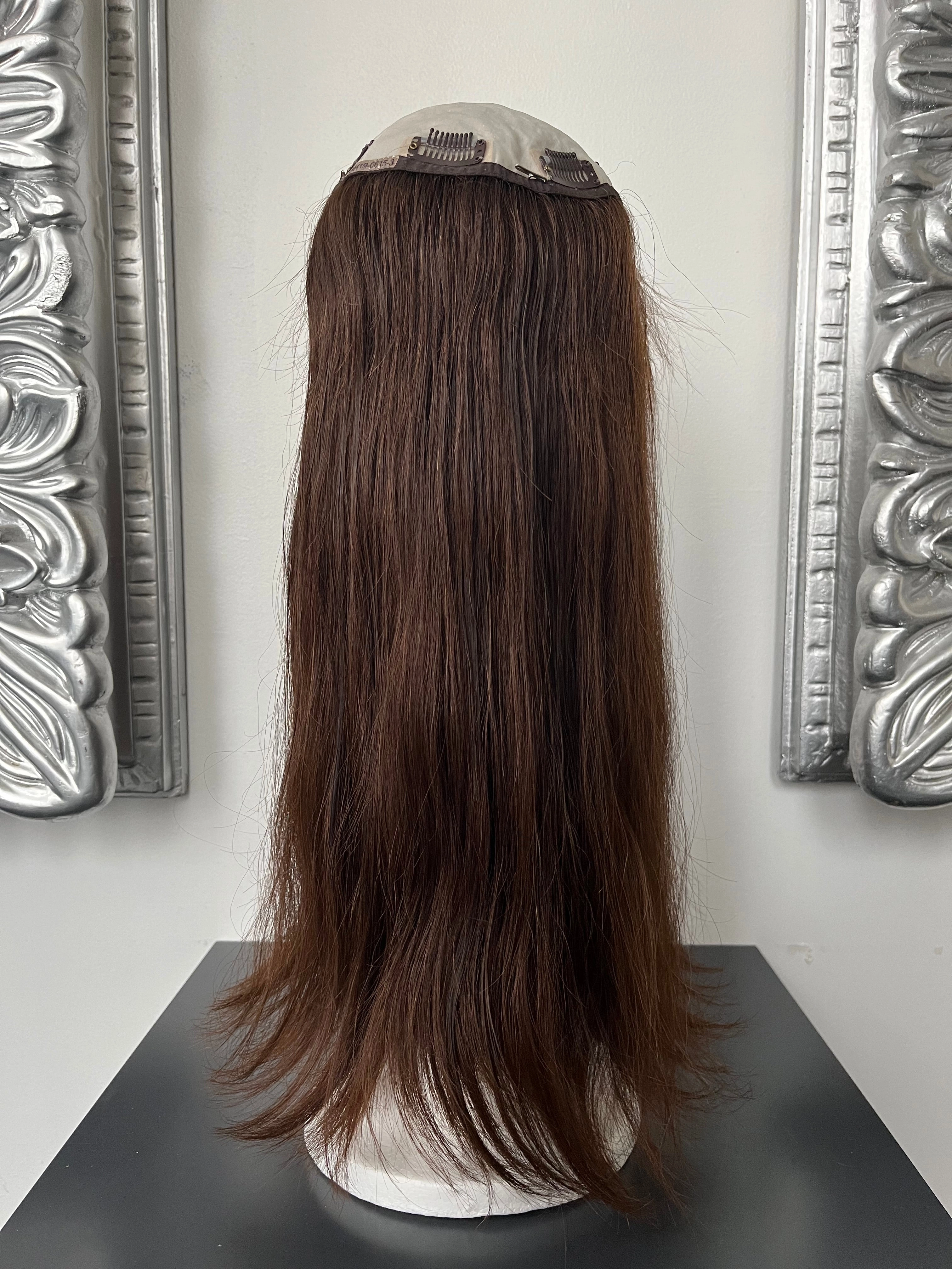 100% NATURAL VIRGIN EUROPEAN HUMAN HAIR TOPPER 19.5" BROWN