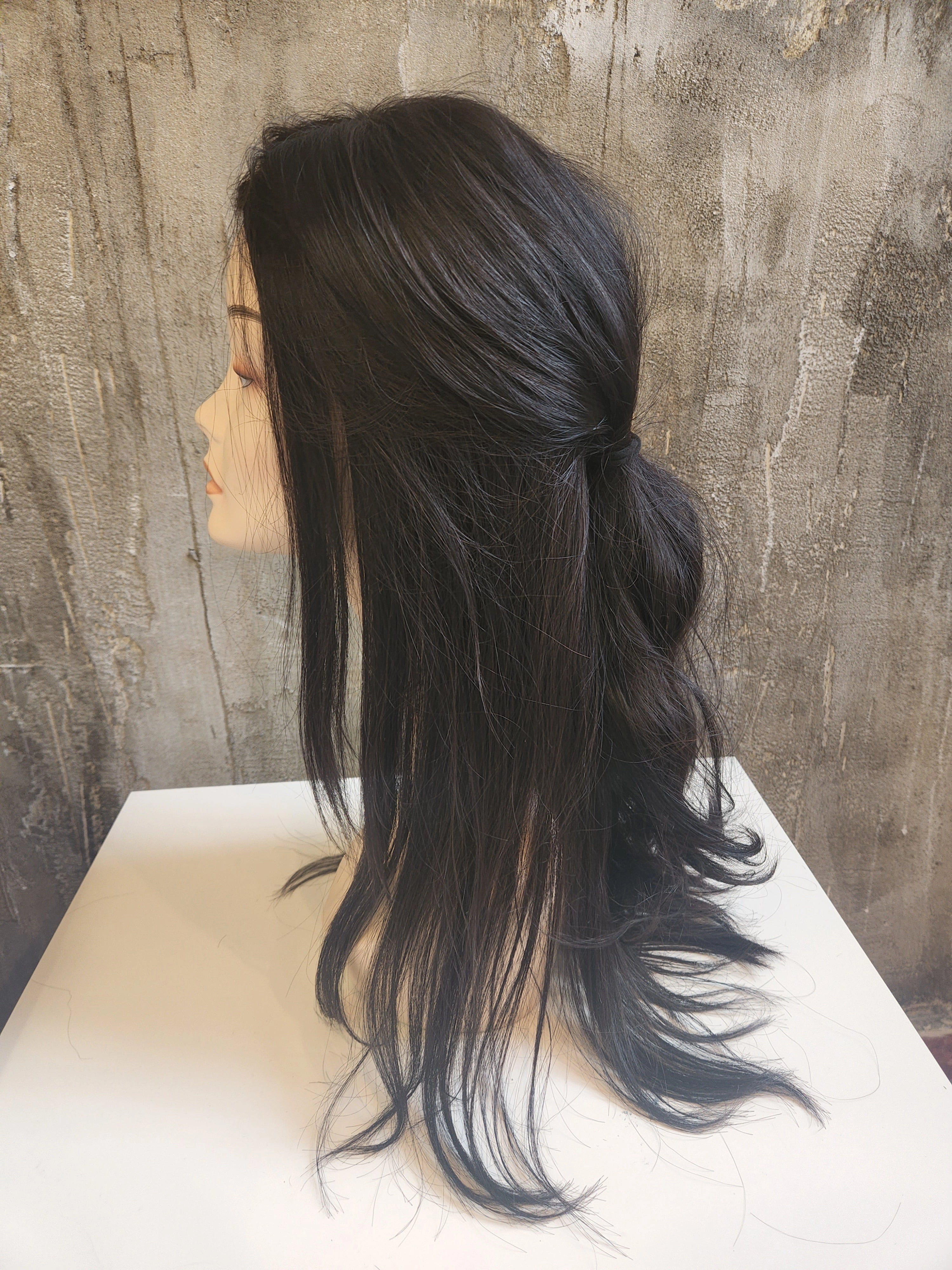 100% NATURAL VIRGIN EUROPEAN HUMAN HAIR TOPPER 23" DARK BROWN