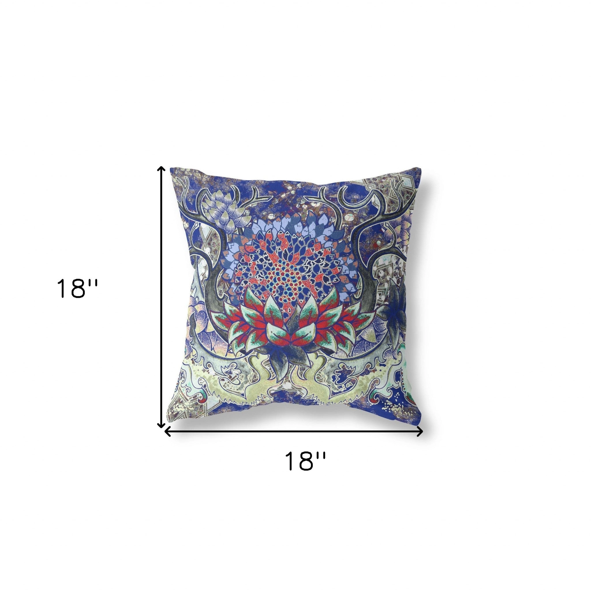 18"x18" Electric Blue Zippered Broadcloth Geometric Throw Pillow