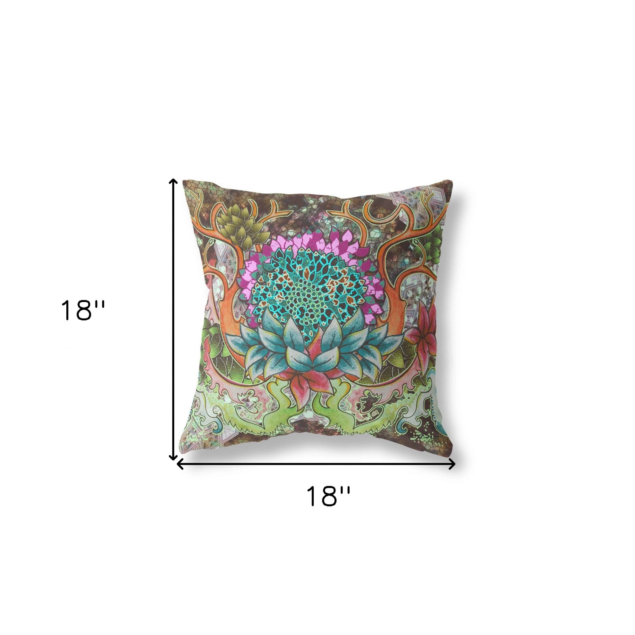 18"x18" Green Pink Blue Zippered Broadcloth Geometric Throw Pillow