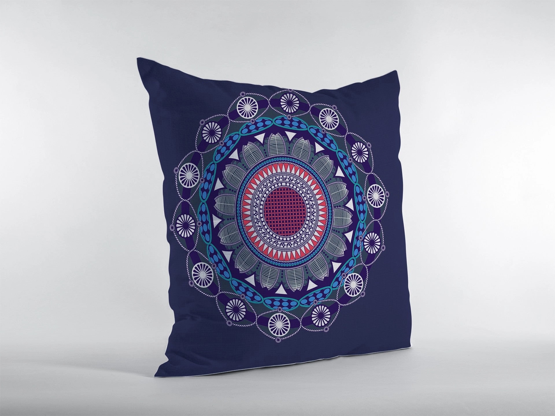 18"x18" Navy Zippered Broadcloth Geometric Throw Pillow