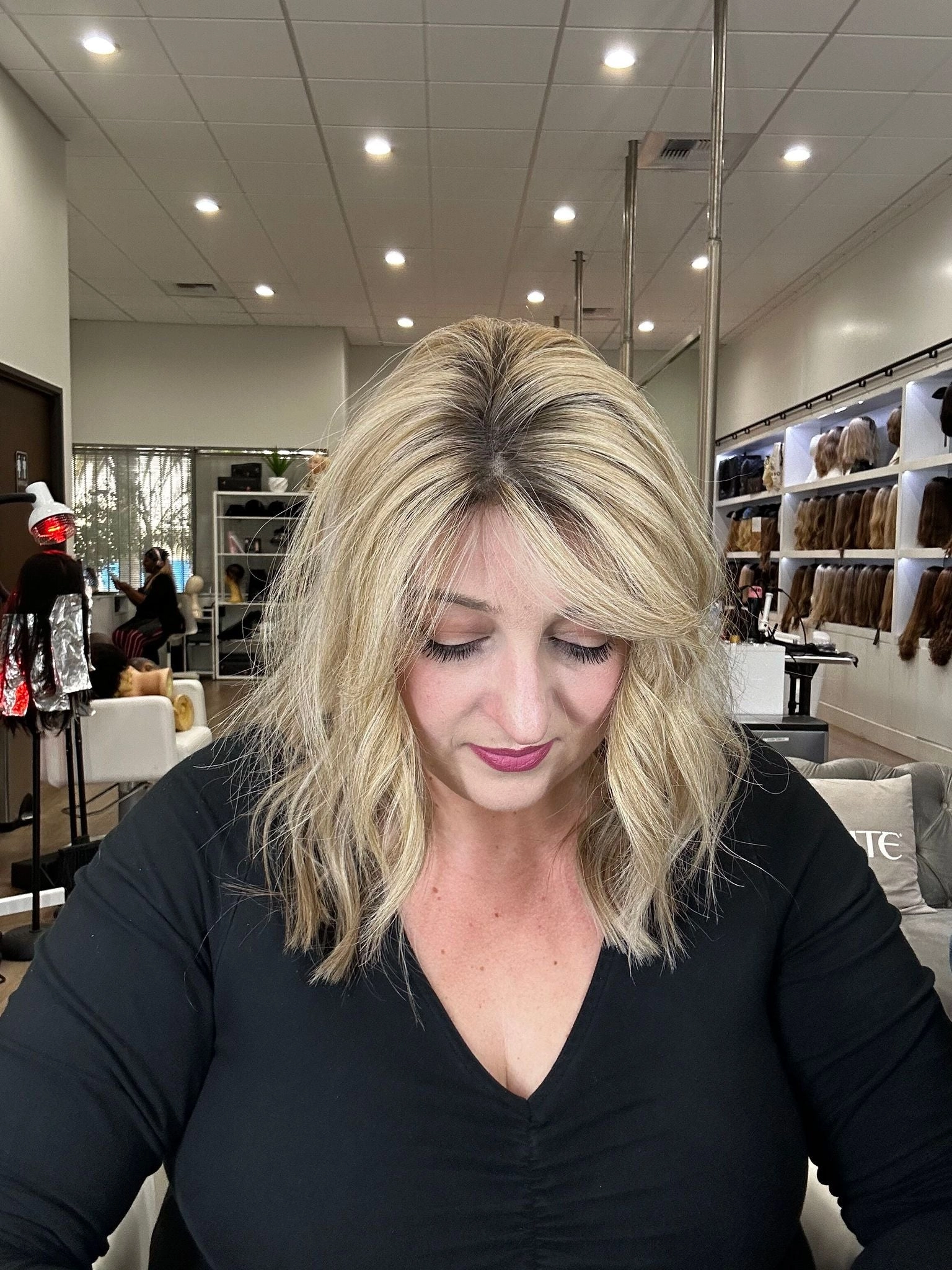 9" Fringe Topper Ash Blonde w/ Rooting Color Service