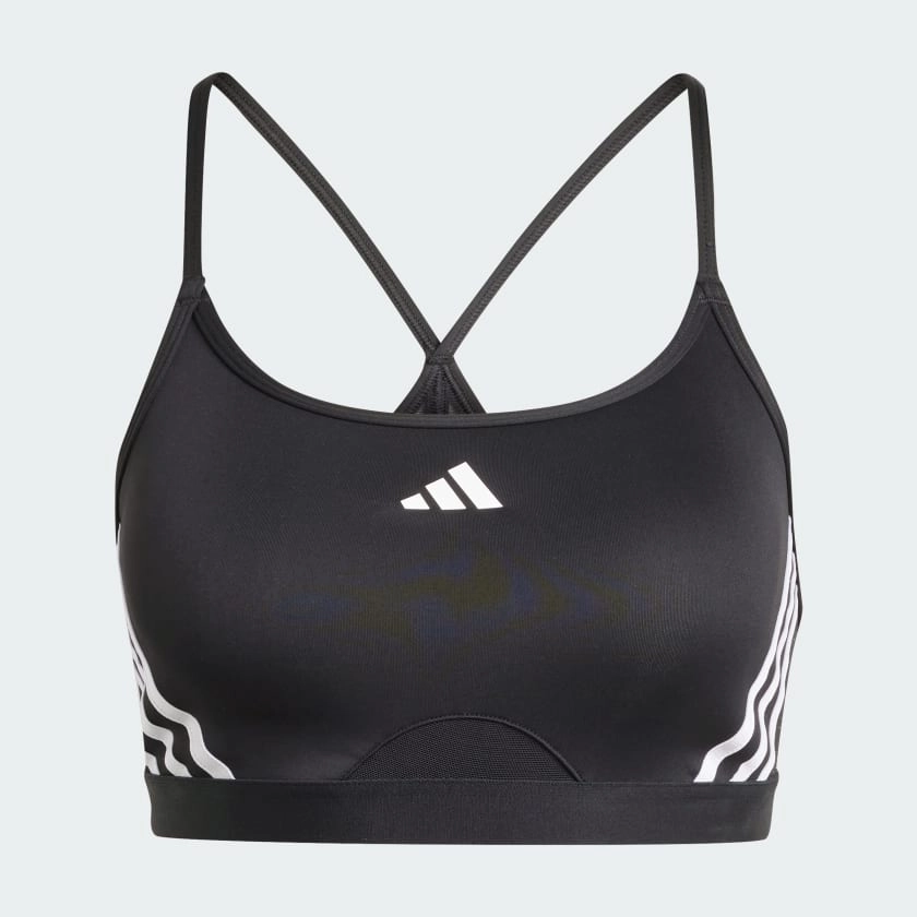 ADIDAS WOMEN'S AEROREACT TRAINING LIGHT 3-STRIPES BLACK BRA