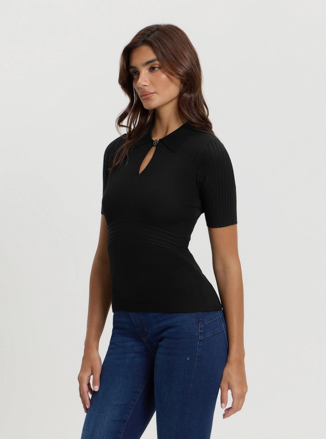 Black Floral Cut-Out Knit Top
