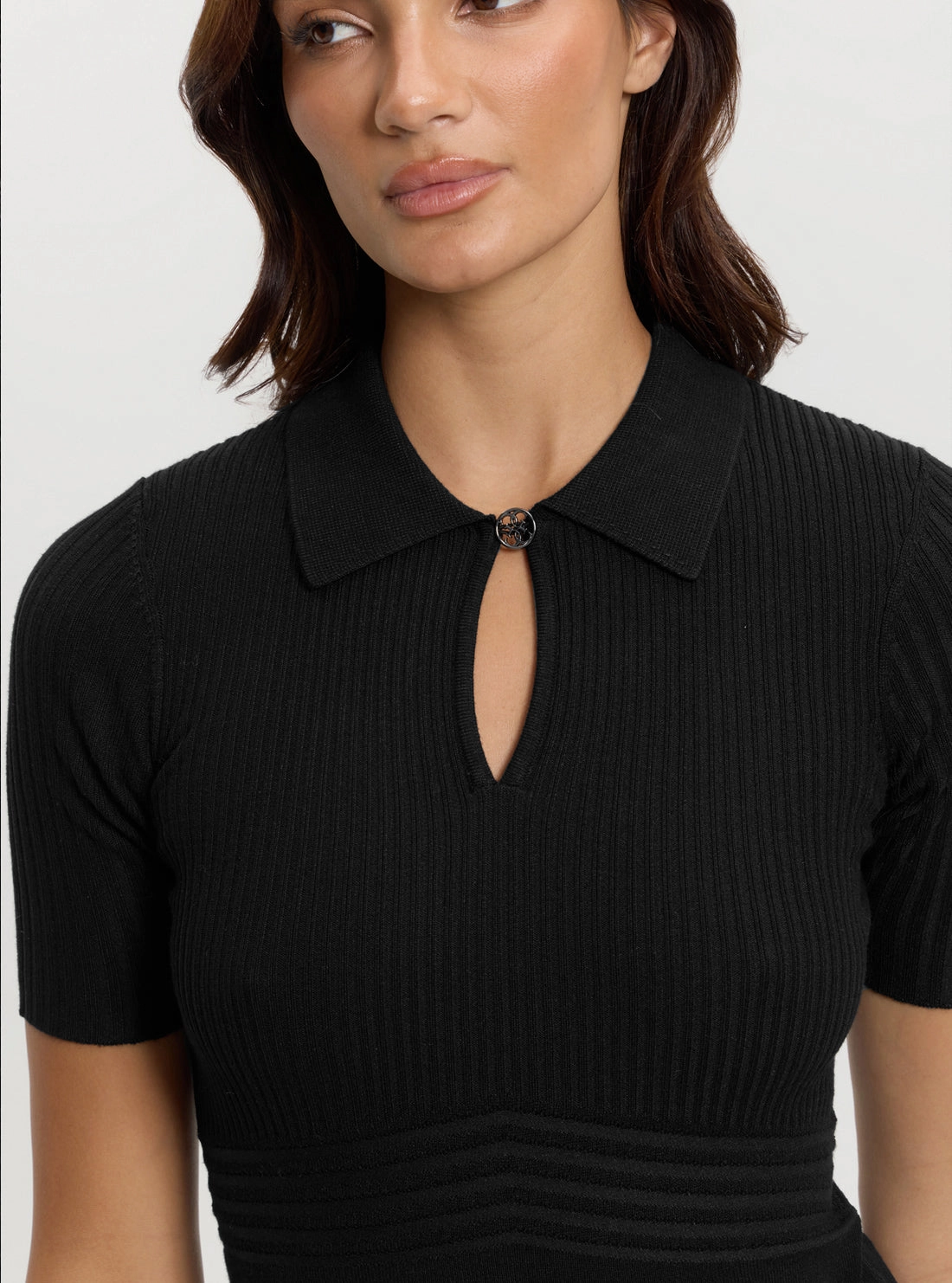 Black Floral Cut-Out Knit Top