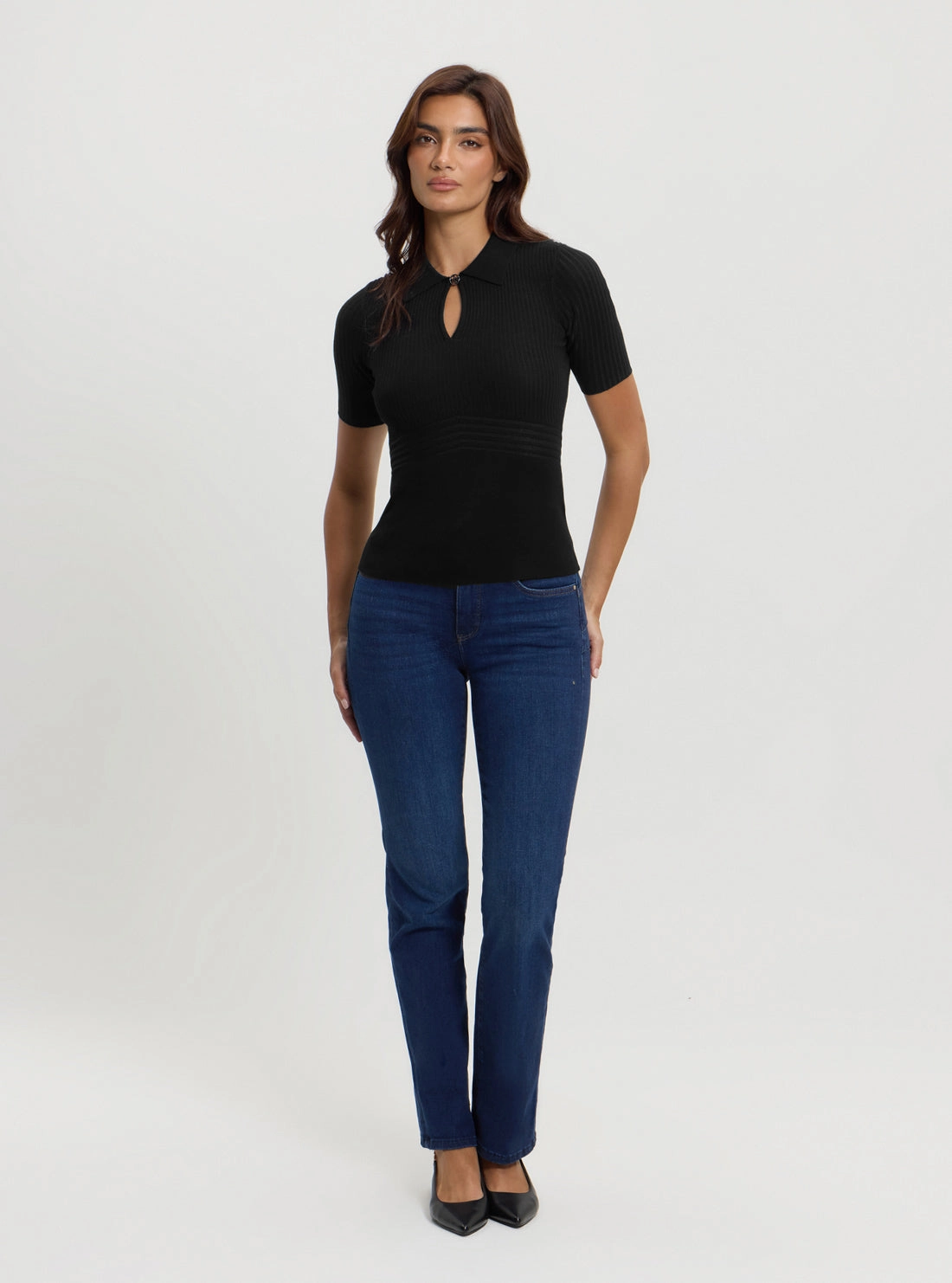 Black Floral Cut-Out Knit Top