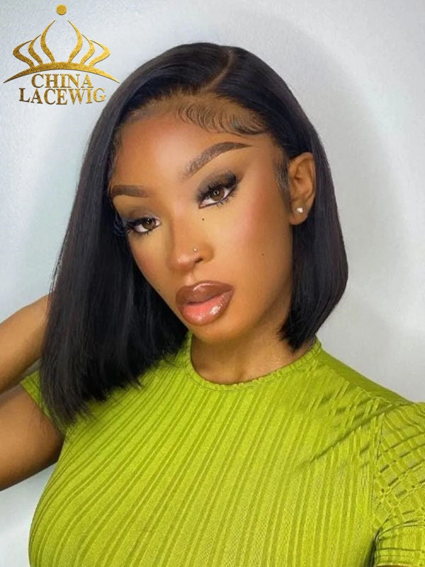Chinalacewig Black Friday Natural Color Side Part C-pat Human Hair Summer Bob CF557