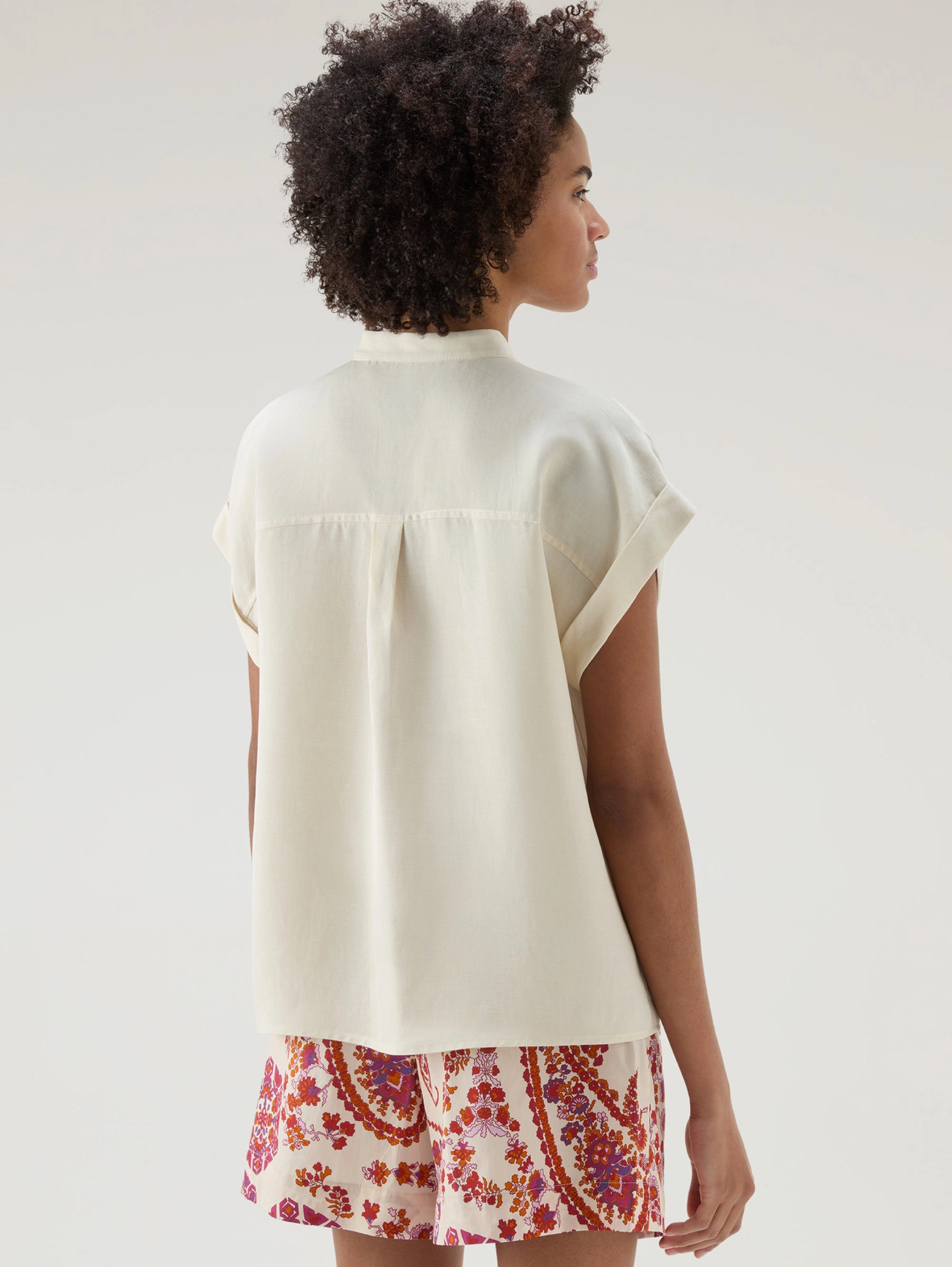 Cream Button Up Sleeve Shirt