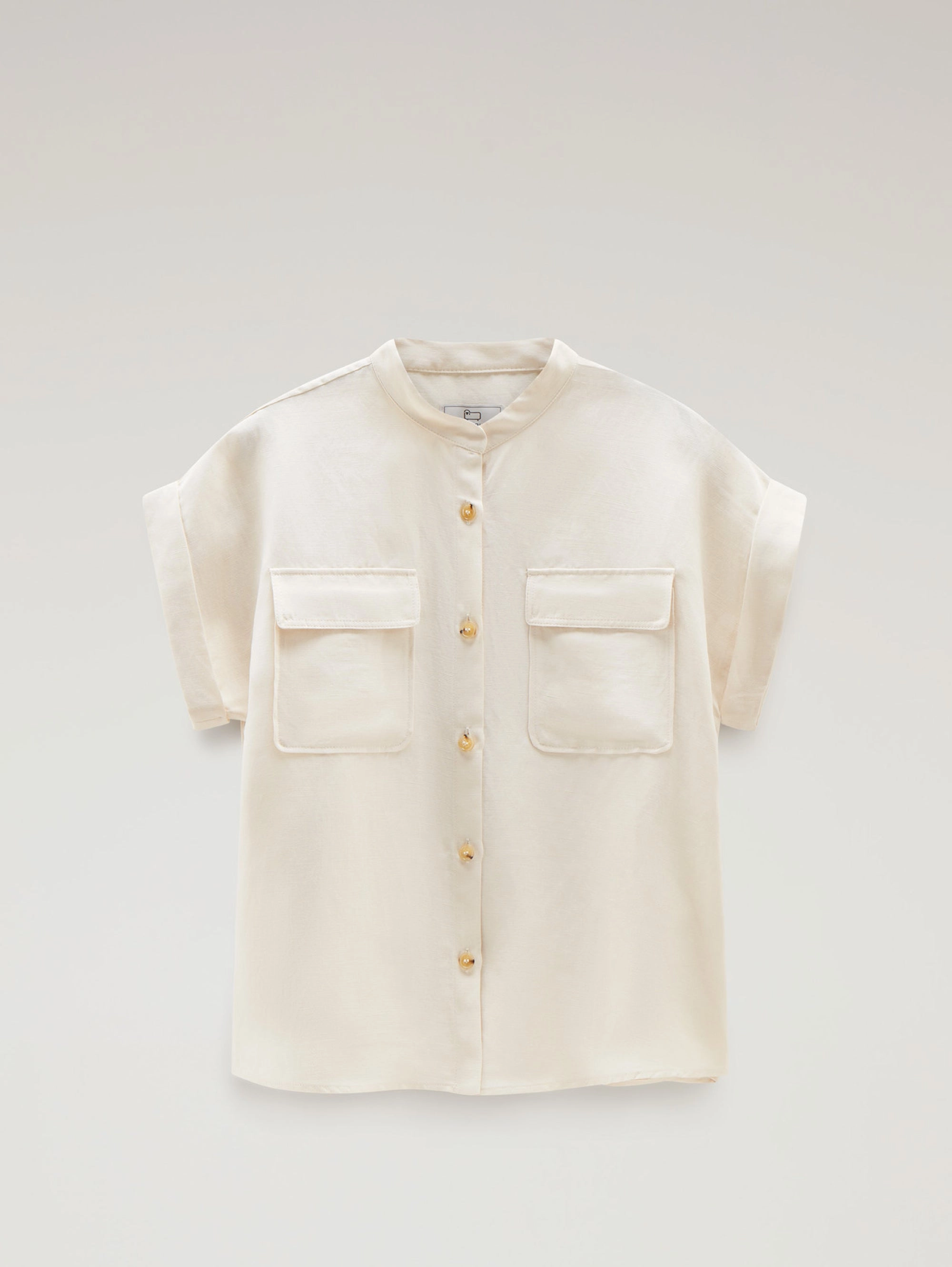 Cream Button Up Sleeve Shirt