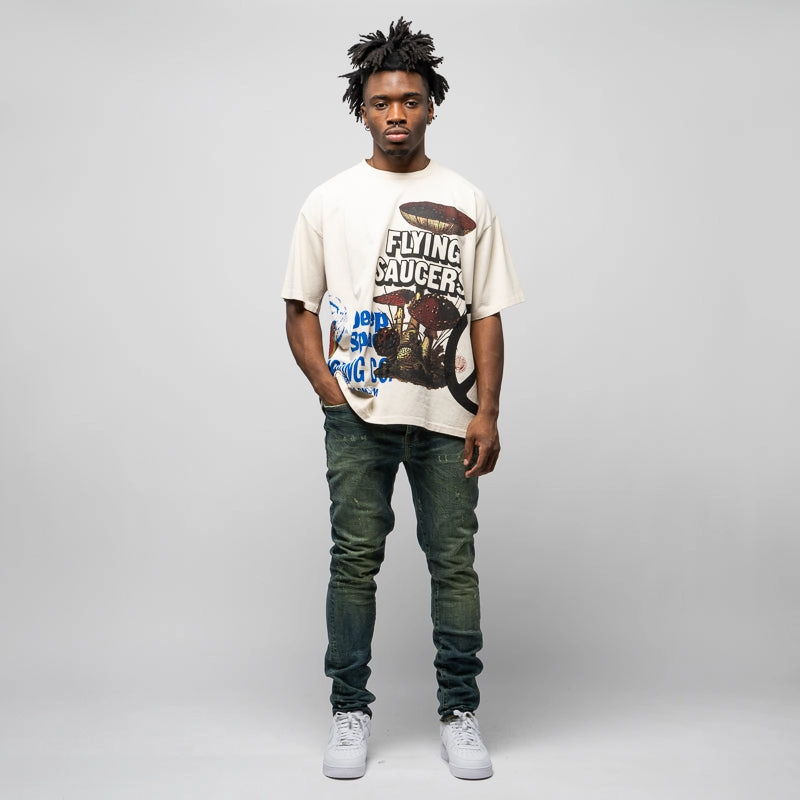 CRTFD Allover Print Mash Up Tee - Natural