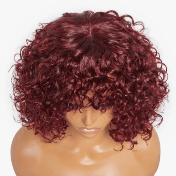 Exclusive Sale | Beginner Friendly Dark Red Water Wave Glueless Minimalist Lace Wig with Bangs