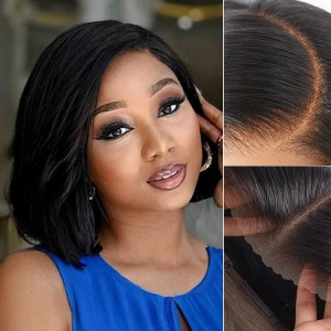 Exclusive Sale | Layered Cut Yaki Straight Left C Part Glueless Minimalist HD Lace Bob Wig Ready to Go