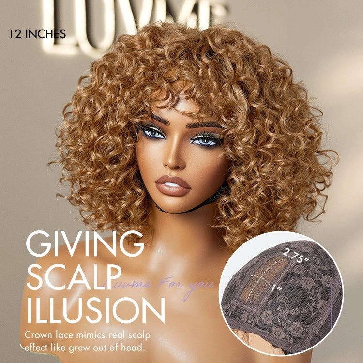 Exclusive Sale | Lightweight Sun-kissed Vibe Blonde Short Cut Water Wave Glueless Minimalist Lace Wig with Bangs