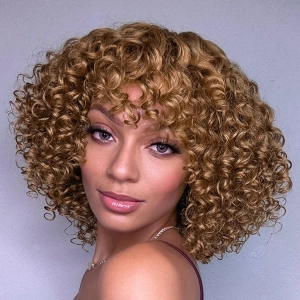 Exclusive Sale | Lightweight Sun-kissed Vibe Blonde Short Cut Water Wave Glueless Minimalist Lace Wig with Bangs