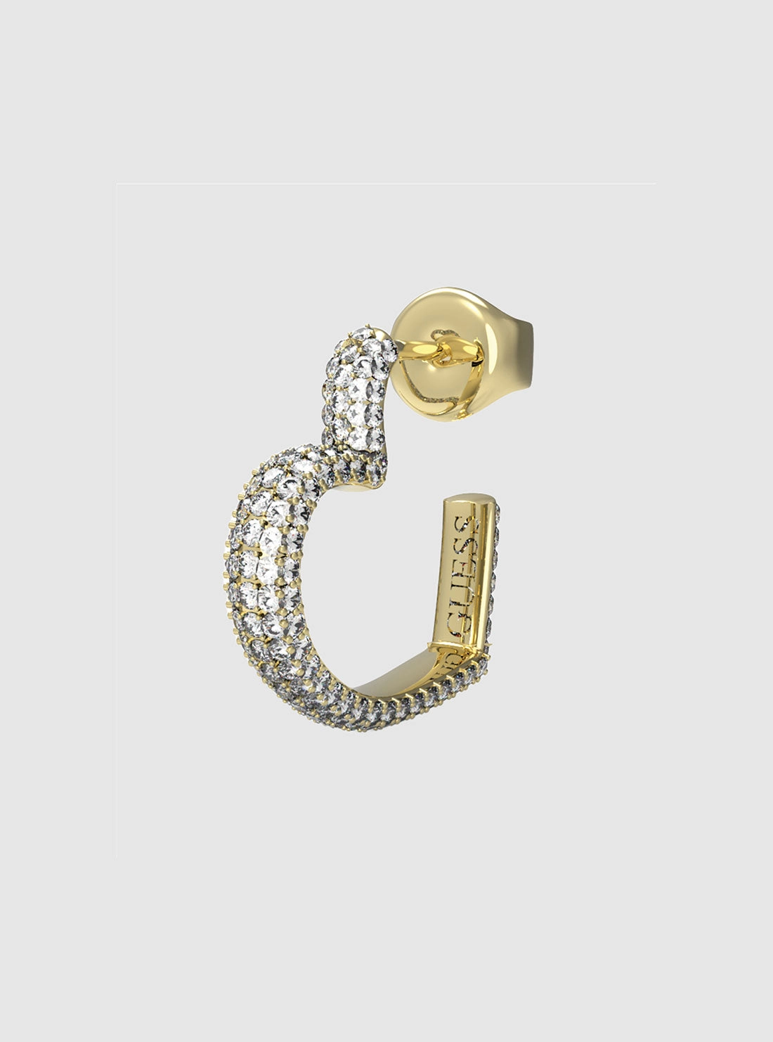 Gold Pave Heart Huggies Earrings