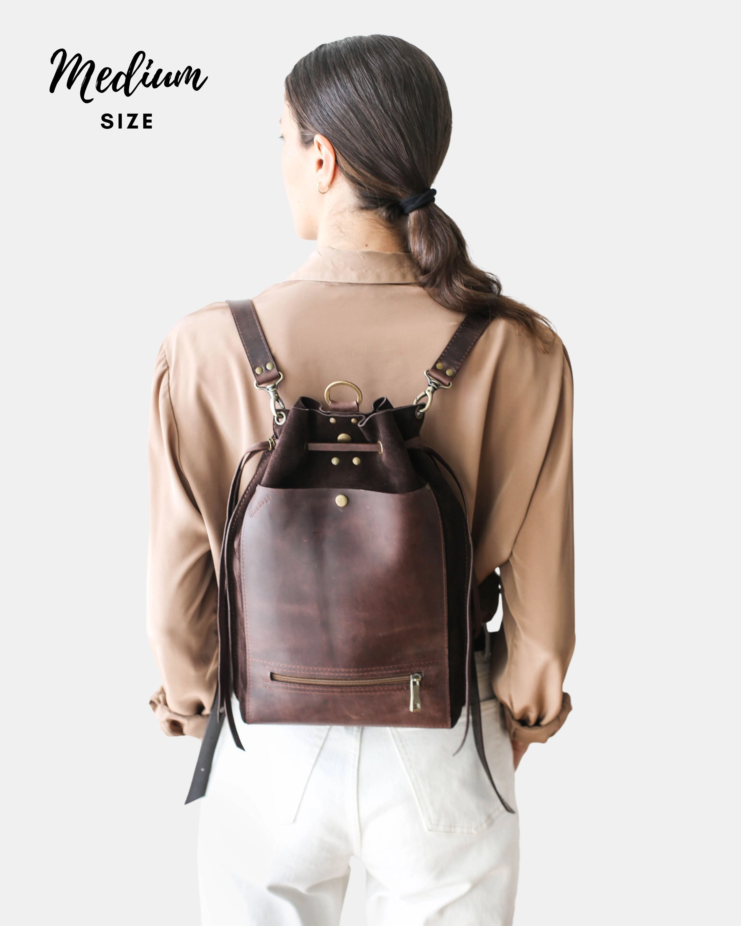 Grizzly Brown Leather Backpack Purse