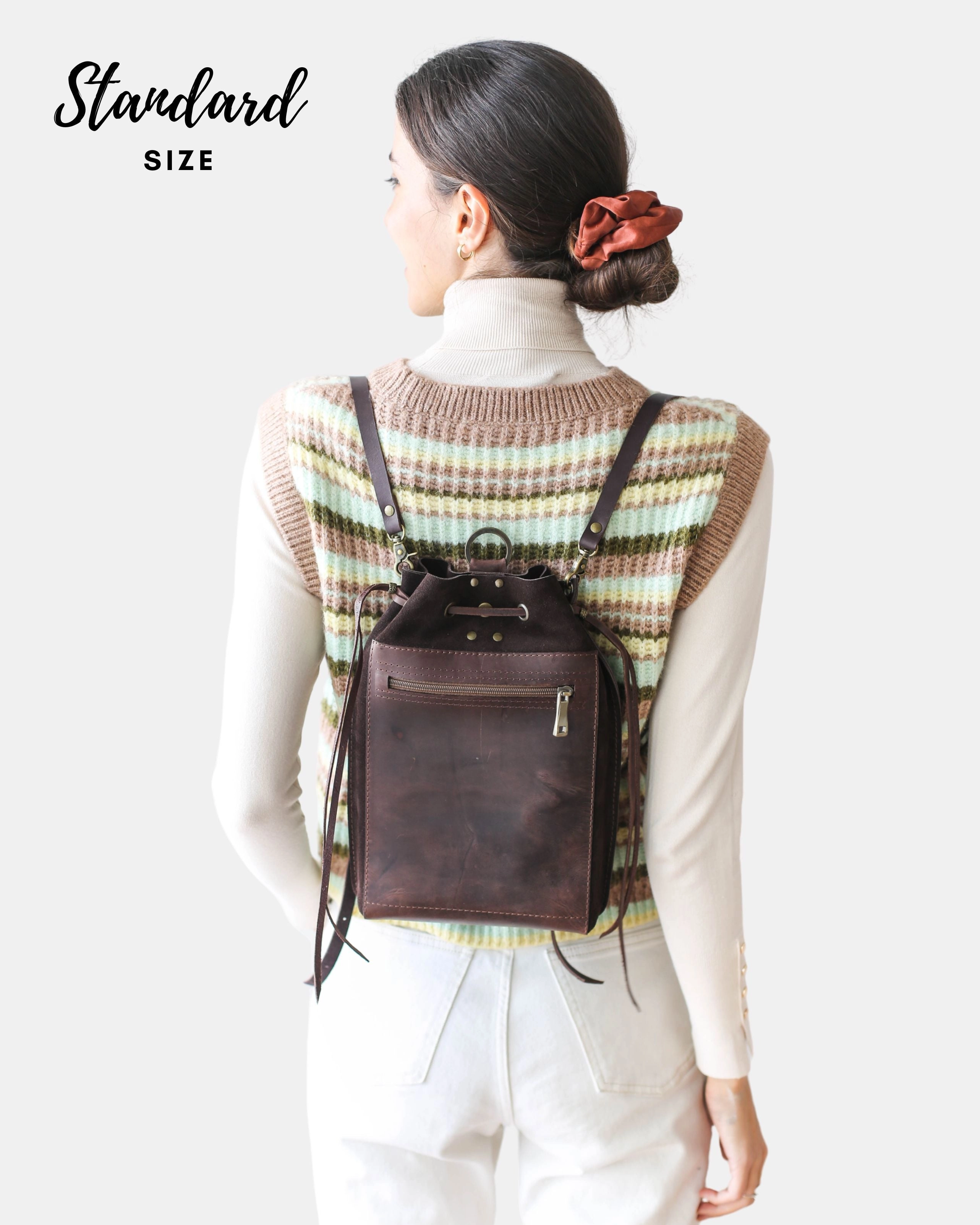Grizzly Brown Leather Backpack Purse