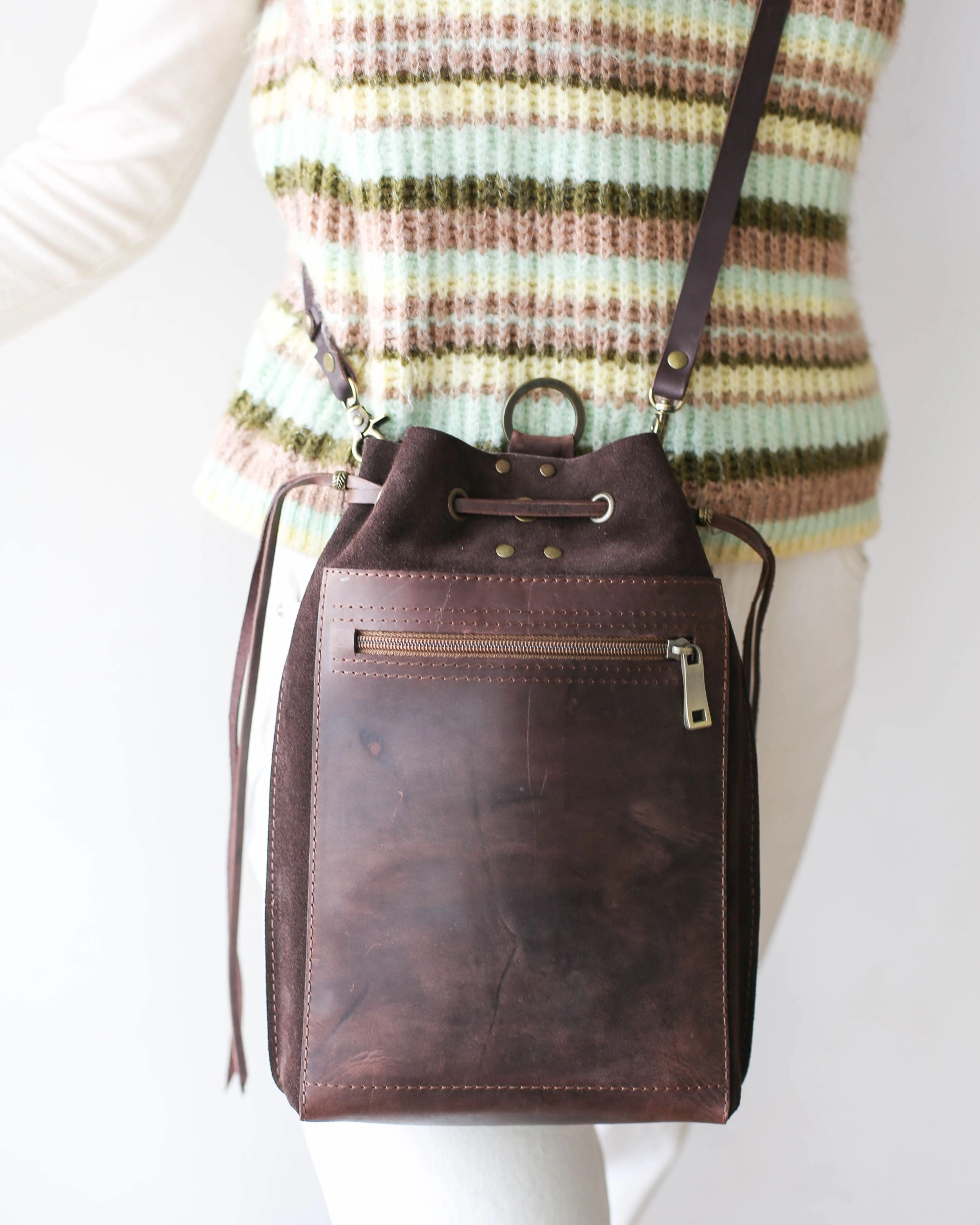 Grizzly Brown Leather Backpack Purse
