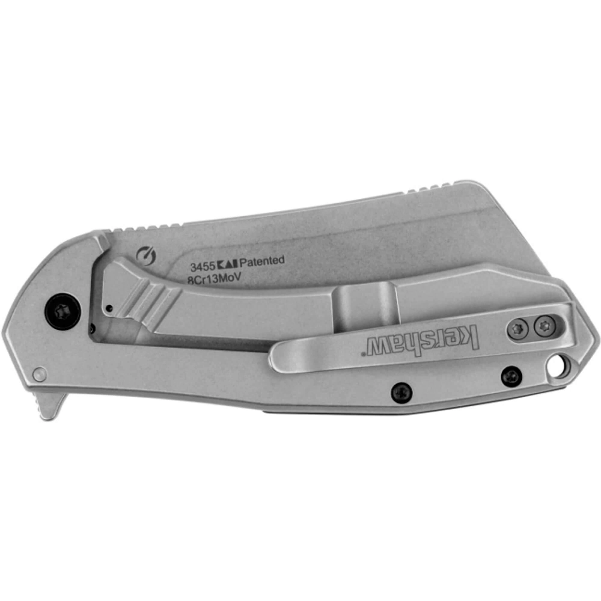 Kershaw Pocket Knife - Bracket Black Handle Plain Edge Cleaver Blade Frame lock | 3455