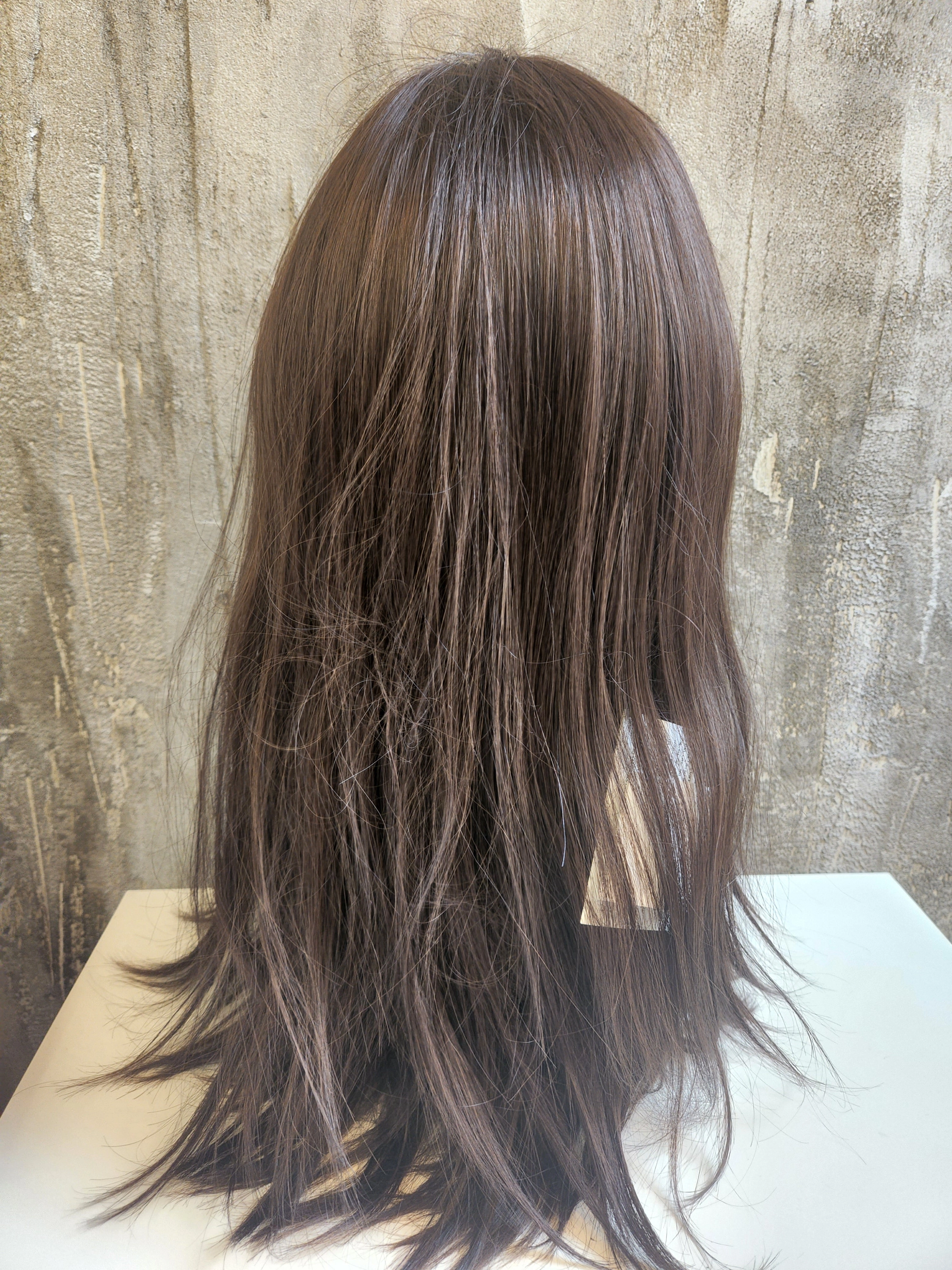 NATURAL VIRGIN EUROPEAN HUMAN HAIR TOPPER LACE FRONT 18" BROWN