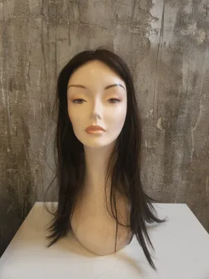 NATURAL VIRGIN EUROPEAN HUMAN HAIR TOPPER LACE FRONT 18" BROWN