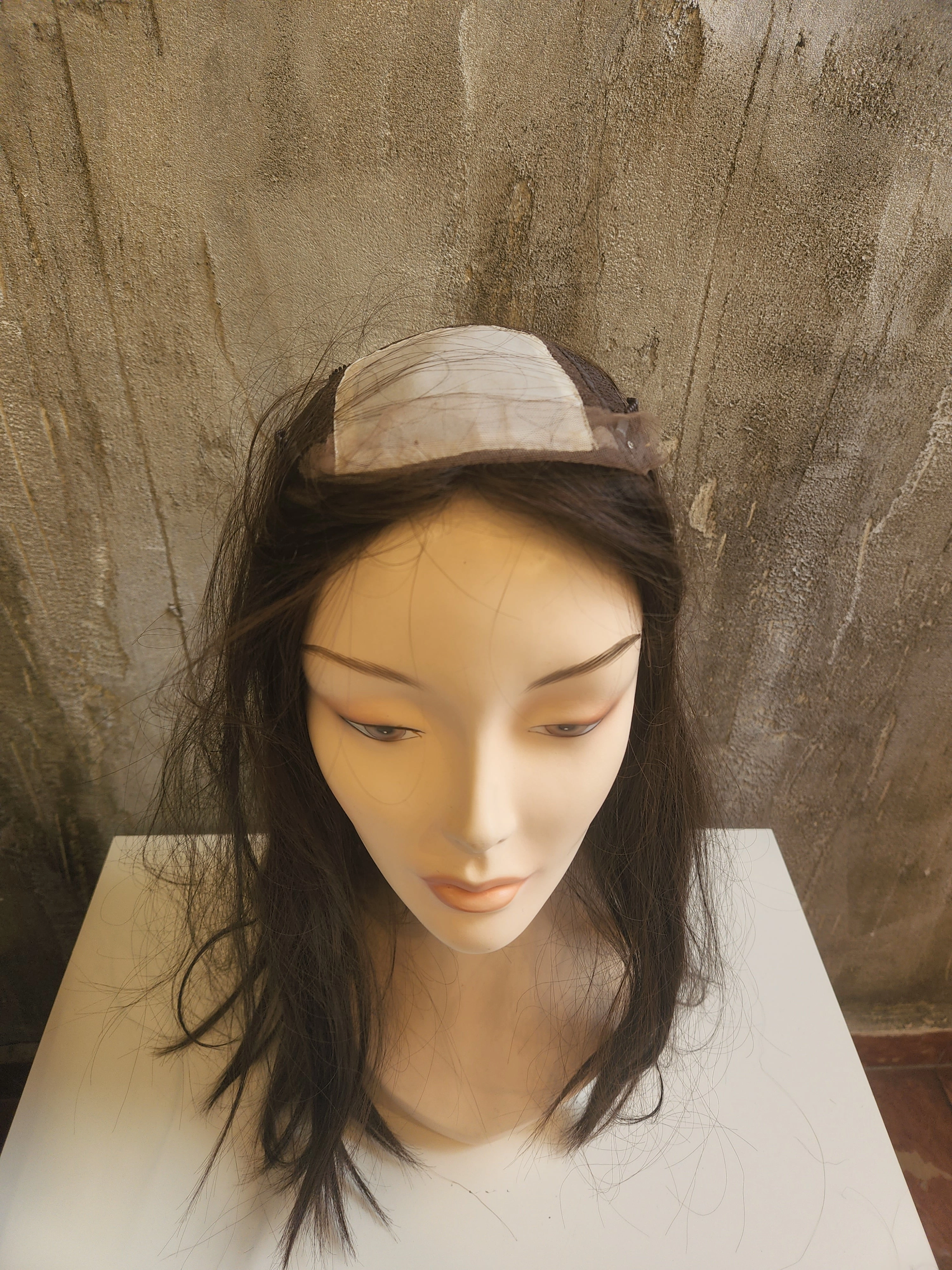 NATURAL VIRGIN EUROPEAN HUMAN HAIR TOPPER LACE FRONT 18" BROWN