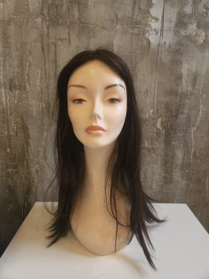 NATURAL VIRGIN EUROPEAN HUMAN HAIR TOPPER LACE FRONT 18" BROWN