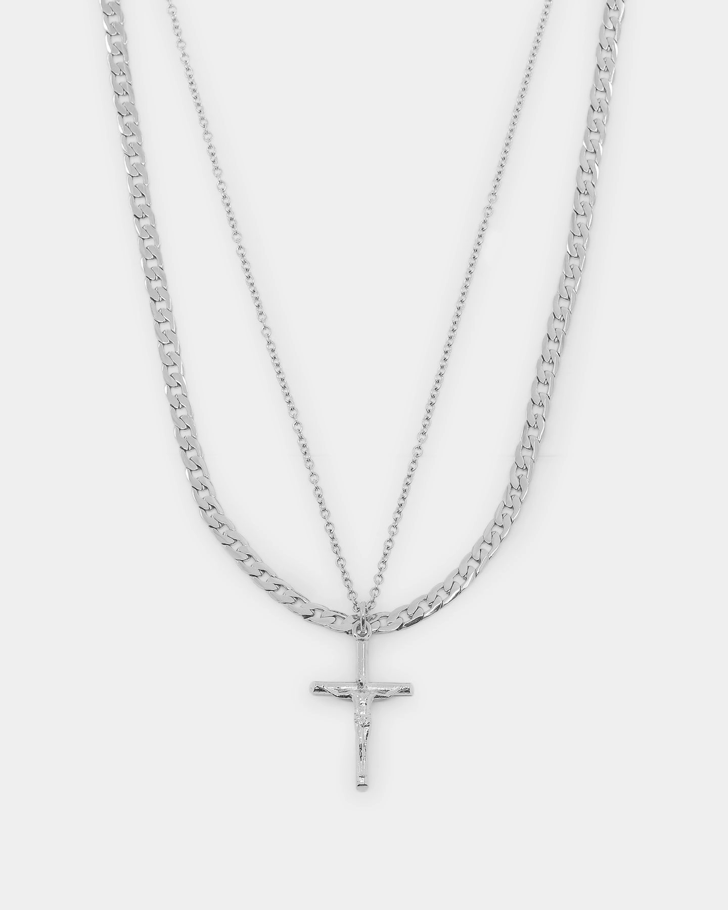 NXS Crucifix Chain Set White Gold