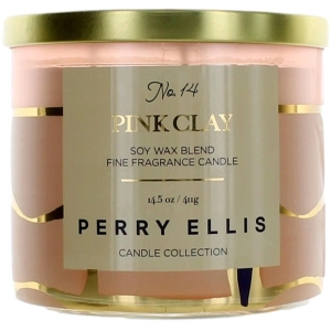 Perry Ellis Soy Wax Blend 3 Wick Candle - Fine Fragranced Pink Clay, 14.5 oz