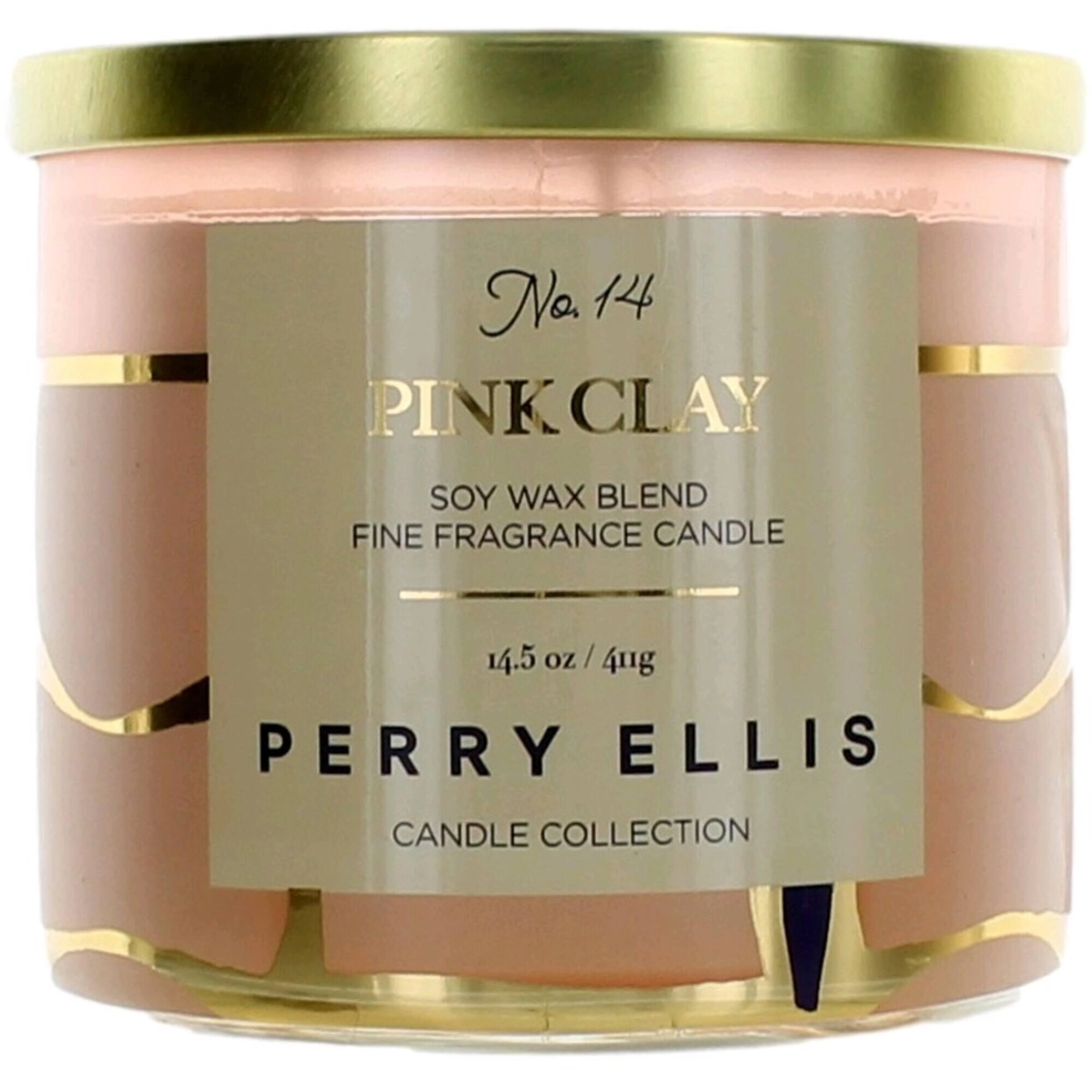 Perry Ellis Soy Wax Blend 3 Wick Candle - Fine Fragranced Pink Clay, 14.5 oz