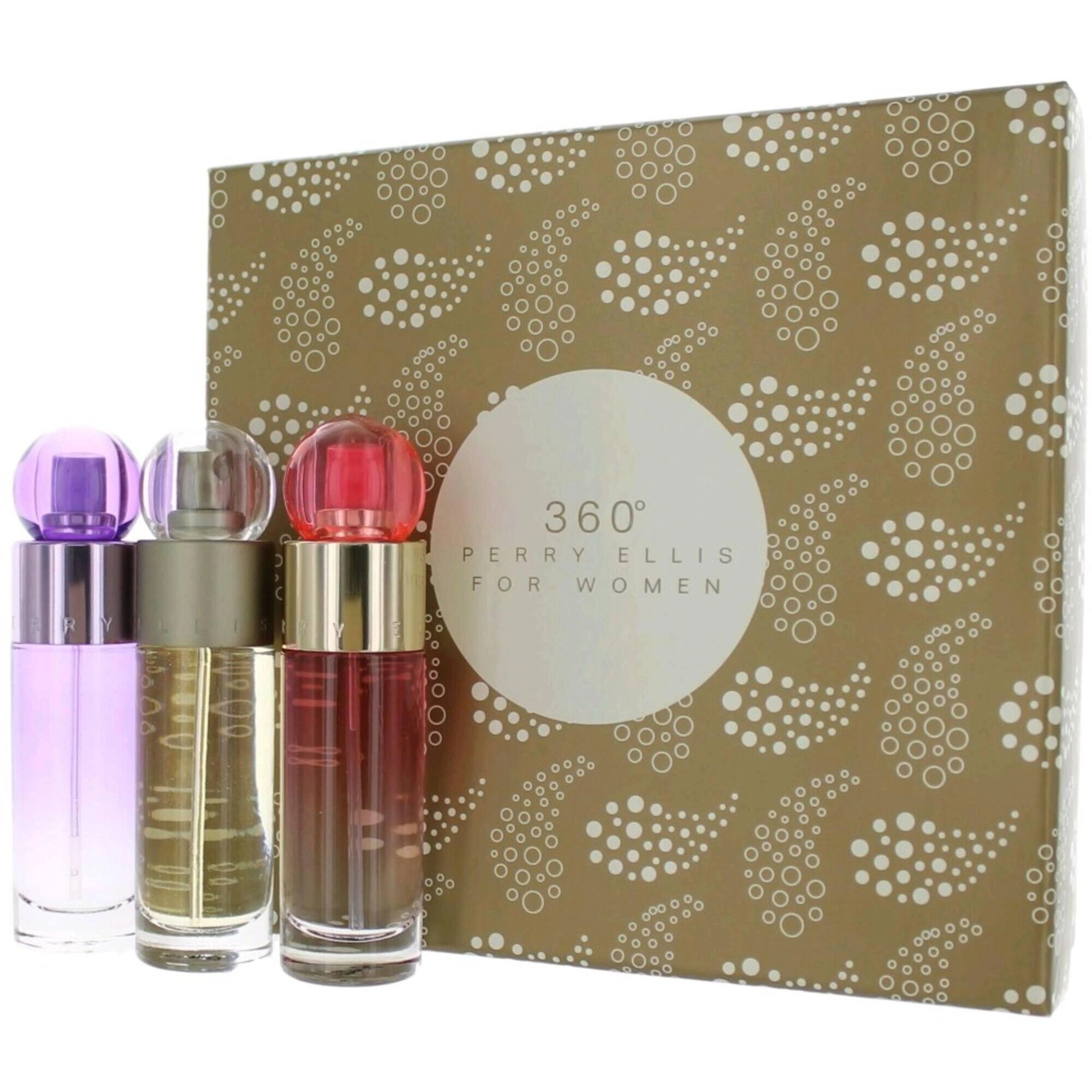 Perry Ellis Women's 3 Piece Variety Set - 360 EDT, Purple EDP and Coral EDP