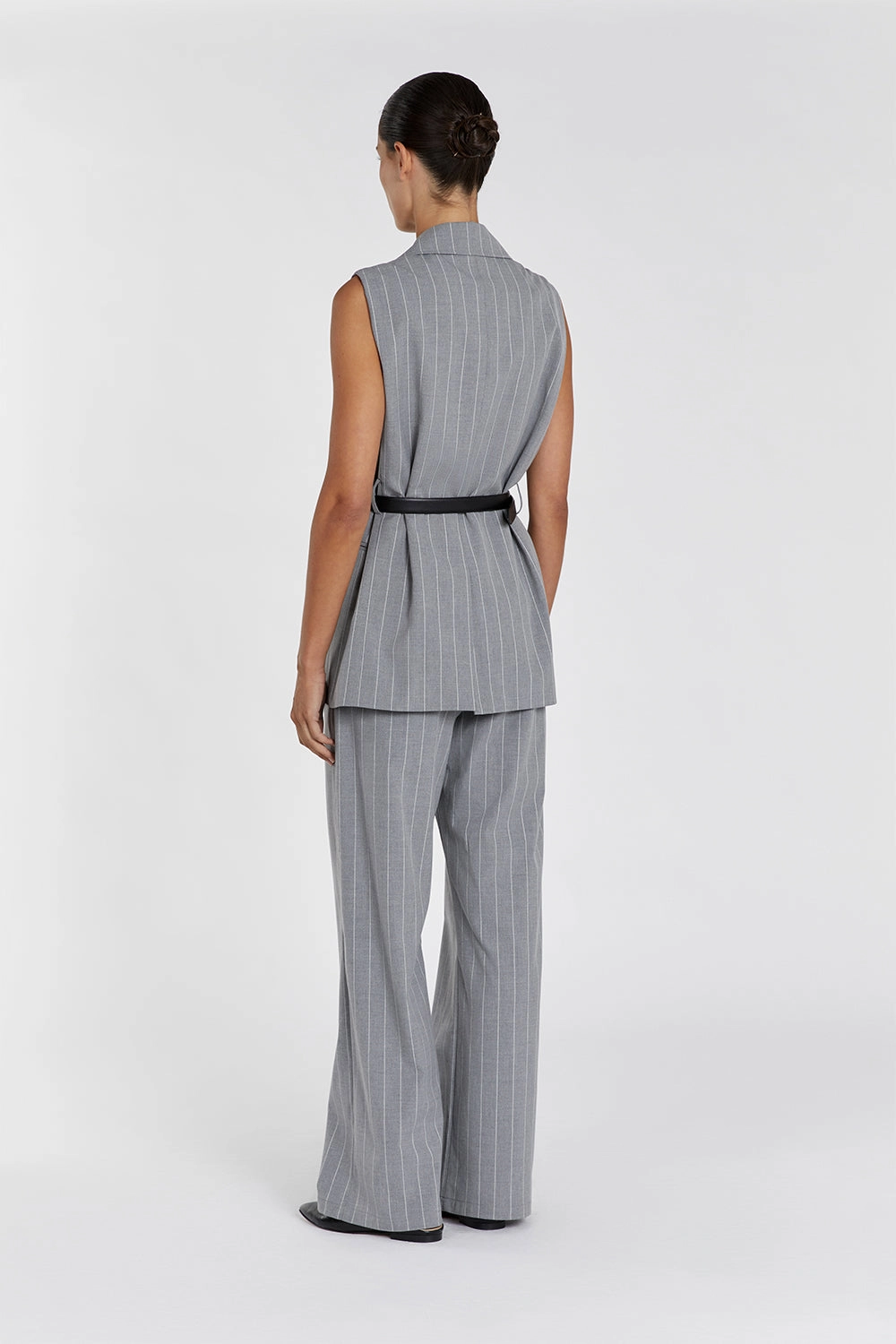SANDER SILVER STRIPE TIE WAIST VEST