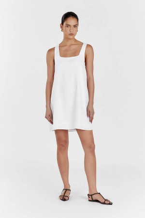 SHANNON WHITE LINEN MINI DRESS