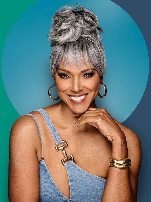 Sleek Style Bun & Bangs | Synthetic Hairpiece