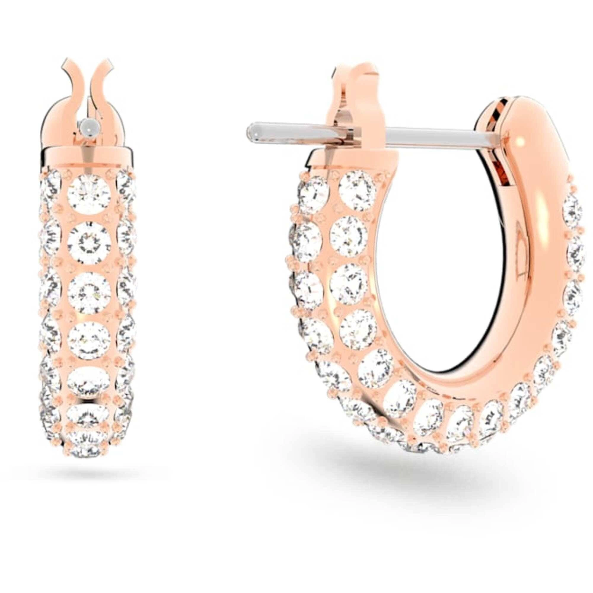 Swarovski Women's Earrings - Stone Rose Gold Tone Plated Metal Hoop Pierced | 5446008