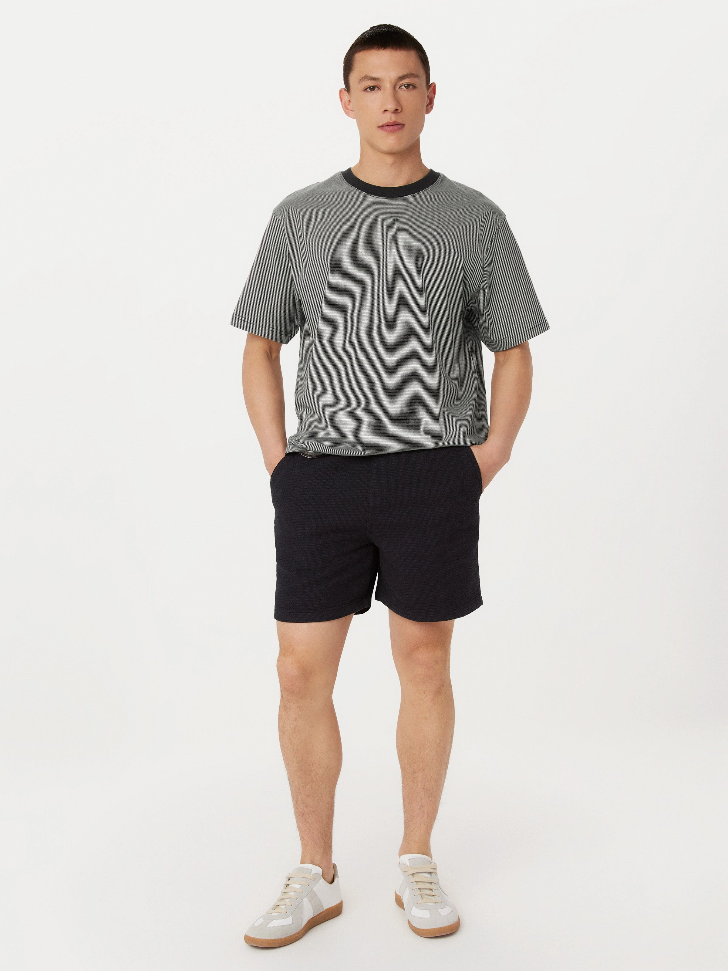 The Striped Boxy T-Shirt in Washed Black