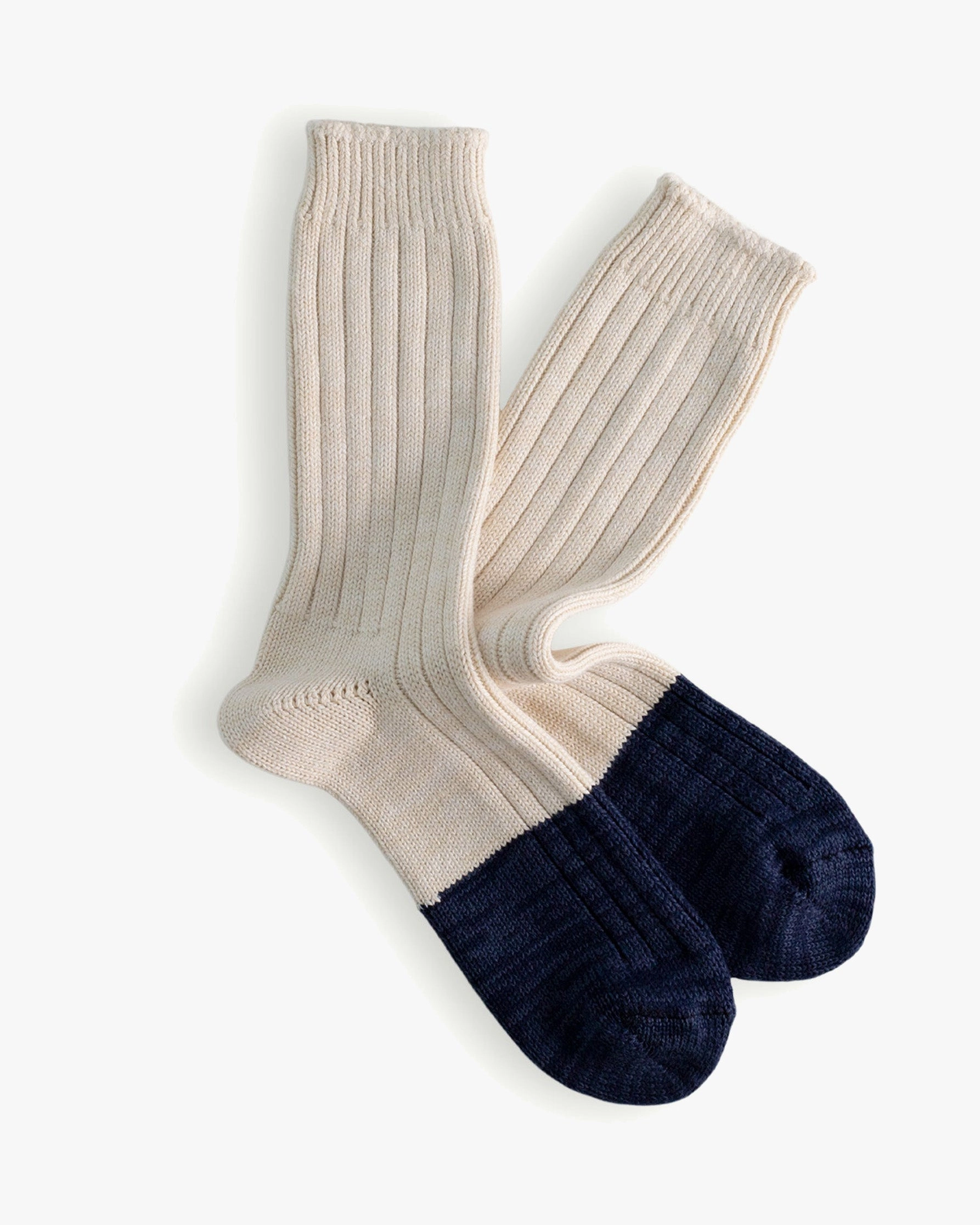 Thunders Love Marine Collection Cotton Duplo Socks - Raw White / Navy