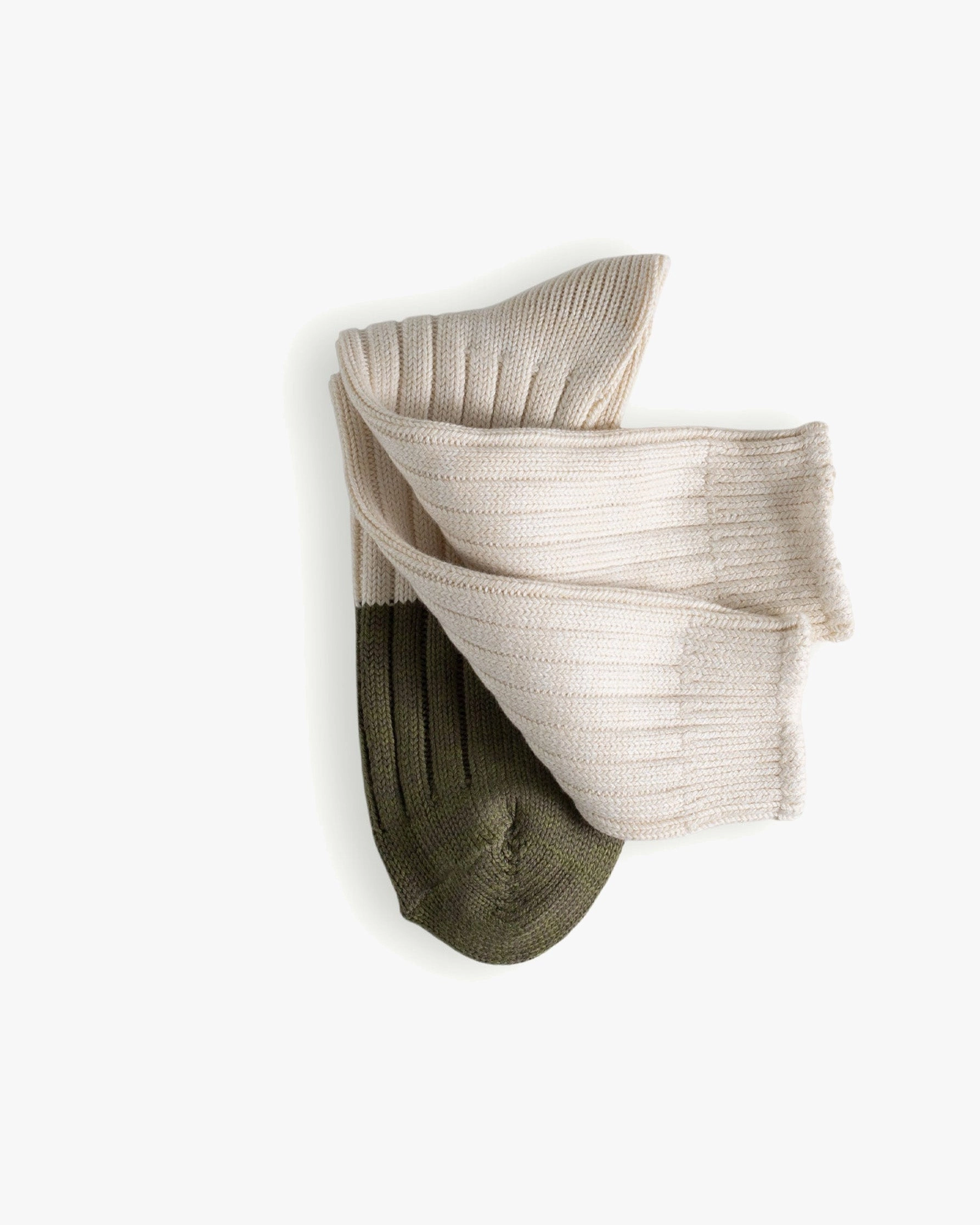 Thunders Love Marine Collection Cotton Duplo Socks - Raw White / Olive Green