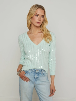 Trinity Sequin Cabled Pullover