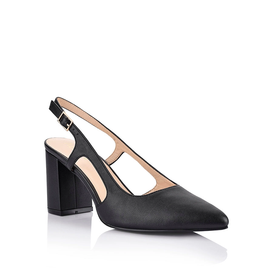 Verali Enrique Sling Back Block Heels Black