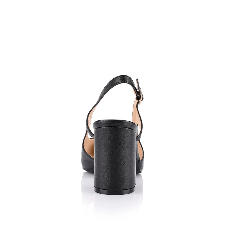 Verali Enrique Sling Back Block Heels Black