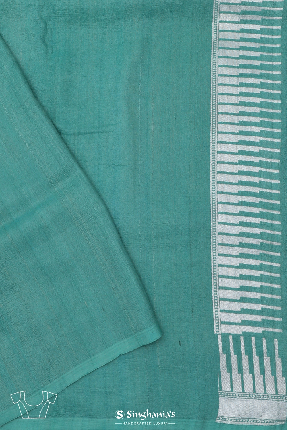 Verdigris Green Floral Tussar Banarasi Saree