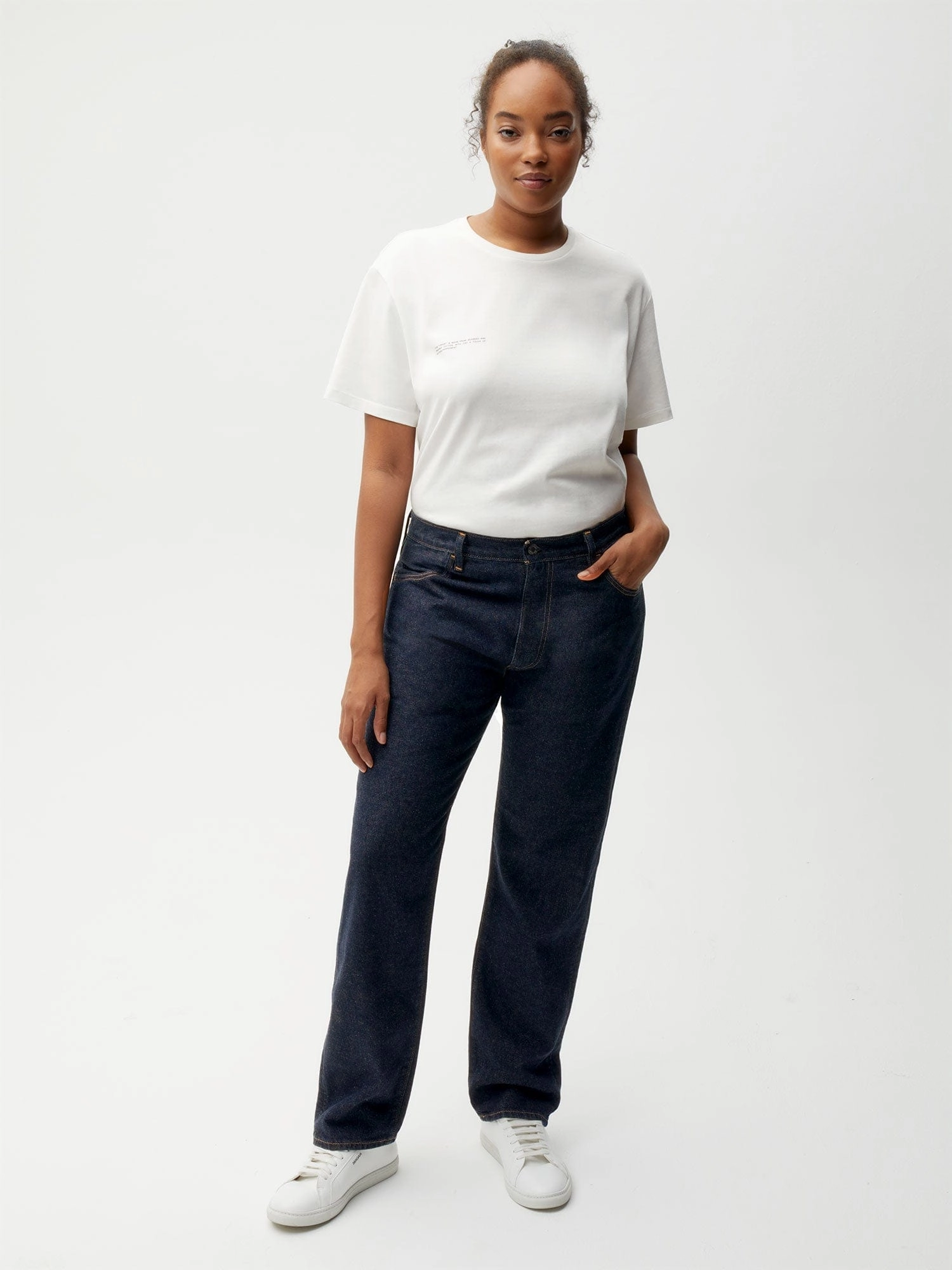 Womens Hemp Denim Straight-Leg Jeans—rinse wash