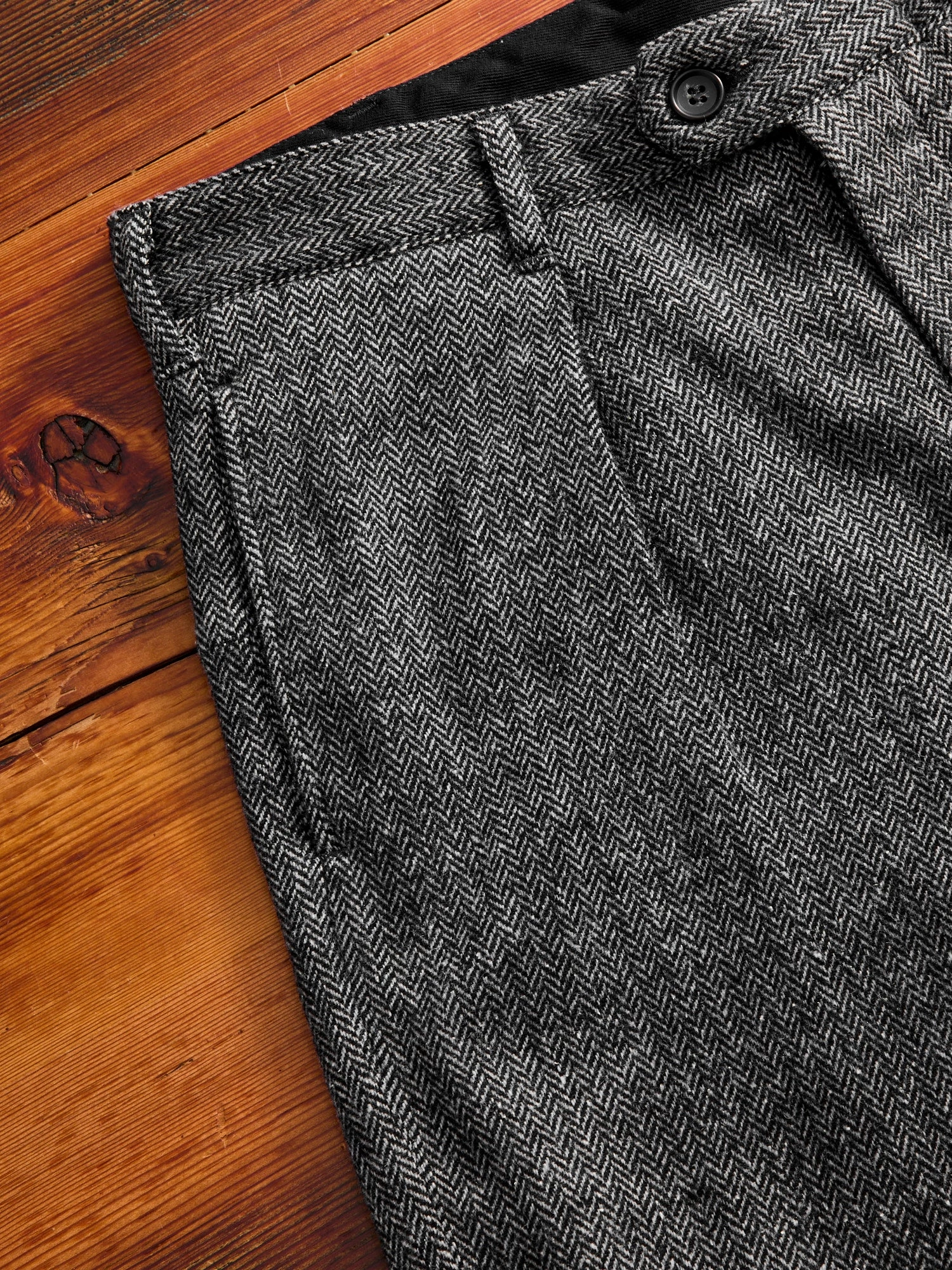 Wool Herringbone Carlyle Pants in Grey