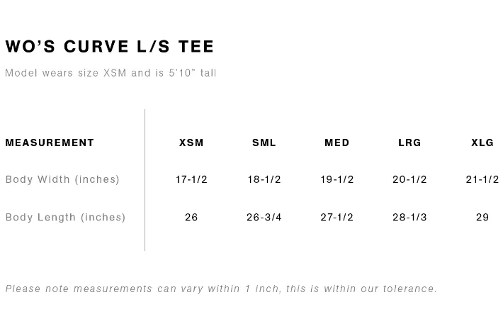 Wordmark Black Curved LS Tee - Ladies