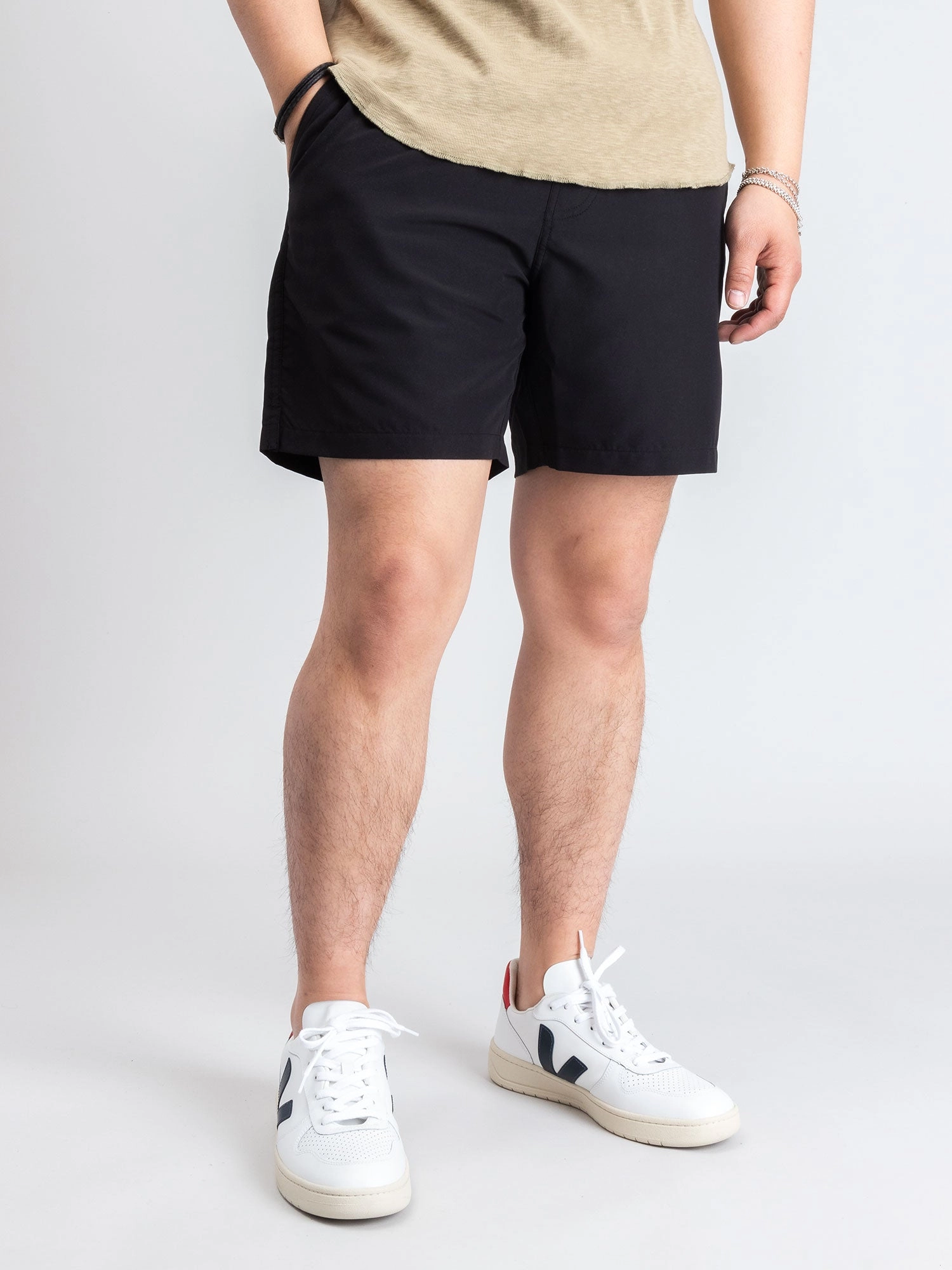 Woven Swim Shorts in Black