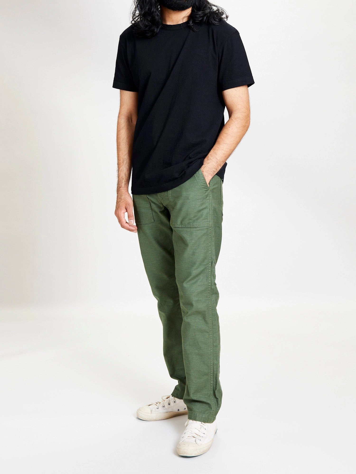 Yarn Dyed Knit T-Shirt in Black Indigo